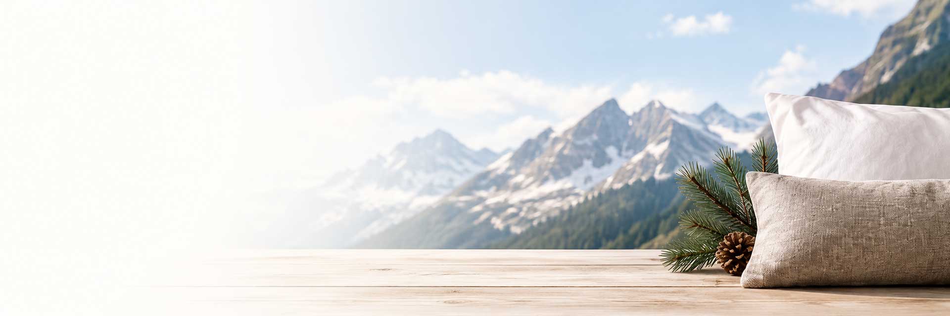 Kissenmenü für Hotels mit natürlichen Kissen und alpiner Atmosphäre